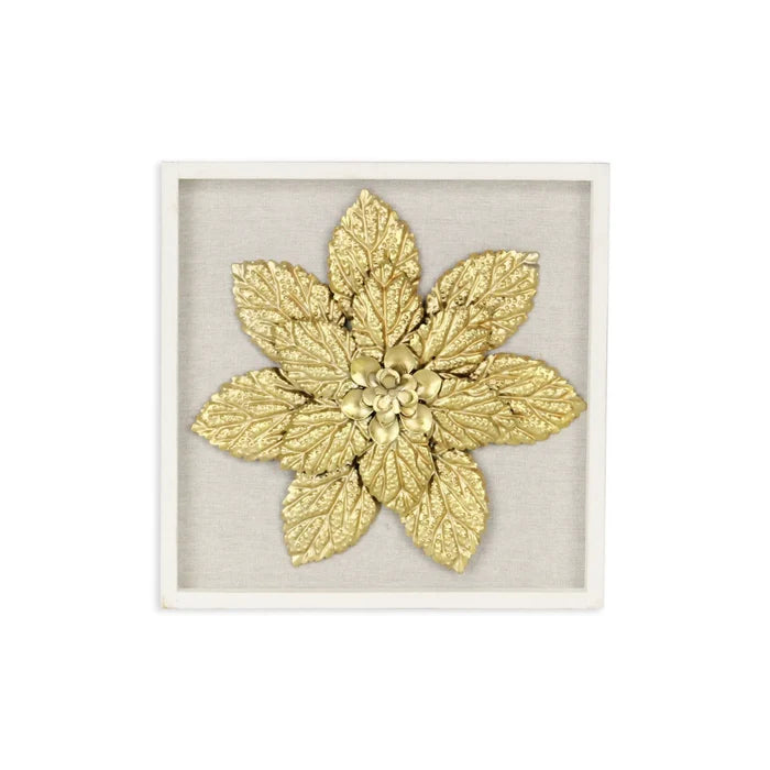 12" X 13" Gold Flower Wood and Metal Wall Decor