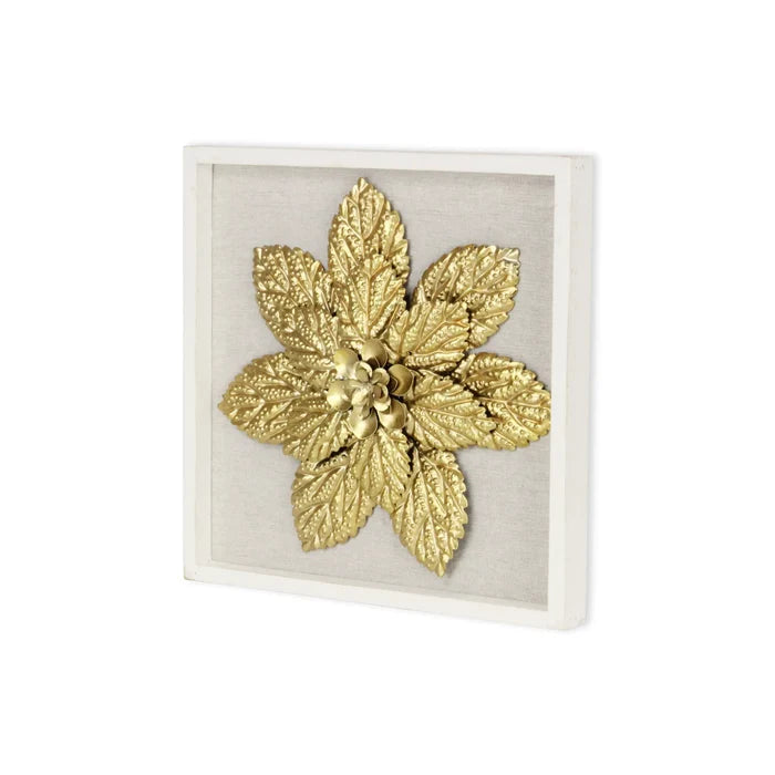 12" X 13" Gold Flower Wood and Metal Wall Decor