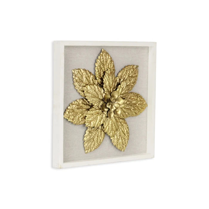 12" X 13" Gold Flower Wood and Metal Wall Decor