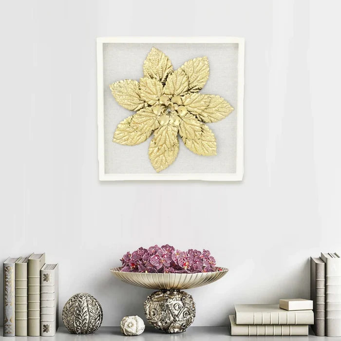 12" X 13" Gold Flower Wood and Metal Wall Decor