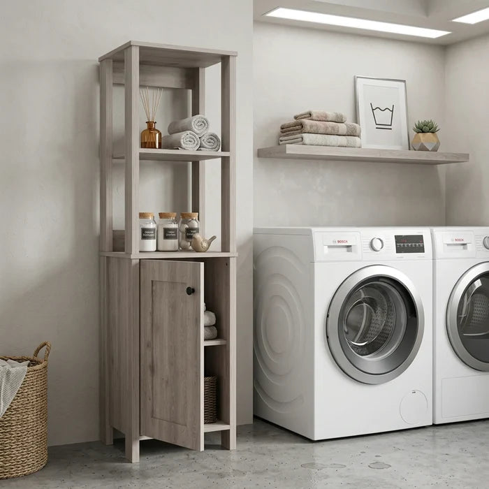 16" Light Gray Wood Freestanding Single Door Bathroom Vanity