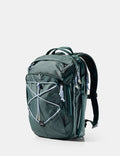 Green backpack on a white background