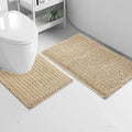 2 Piece Soft Cozy Plush Chenille Bath Mat & Contour Bath Rug