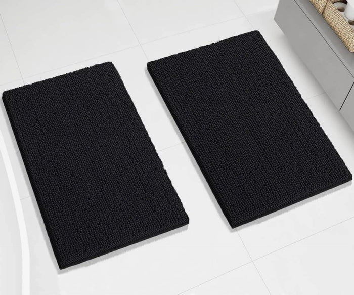 2 Piece Soft Cozy Plush Chenille Bath Mat & Contour Bath Rug