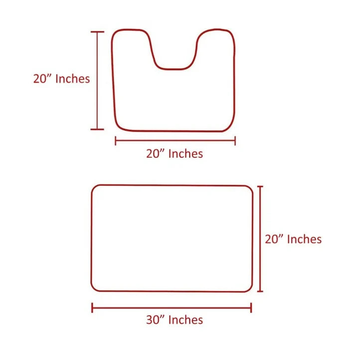 2 Piece Soft Cozy Plush Chenille Bath Mat & Contour Bath Rug