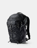Black backpack on a white background
