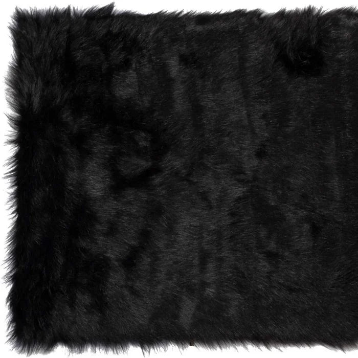 3' X 5' Black Rectangular Faux Fur - Area Rug