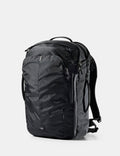 Black backpack on a white background