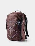 garnet backpack with black straps on a white background