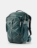 Green backpack on a white background
