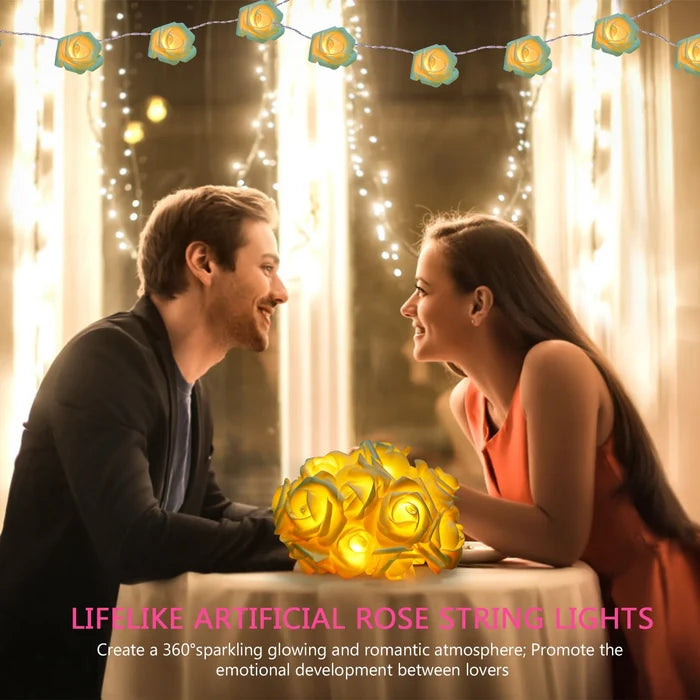 40 LEDs Rose Flower String Lights