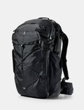 Black backpack on a white background