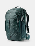 Green backpack on a white background