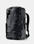 Black backpack on a white background