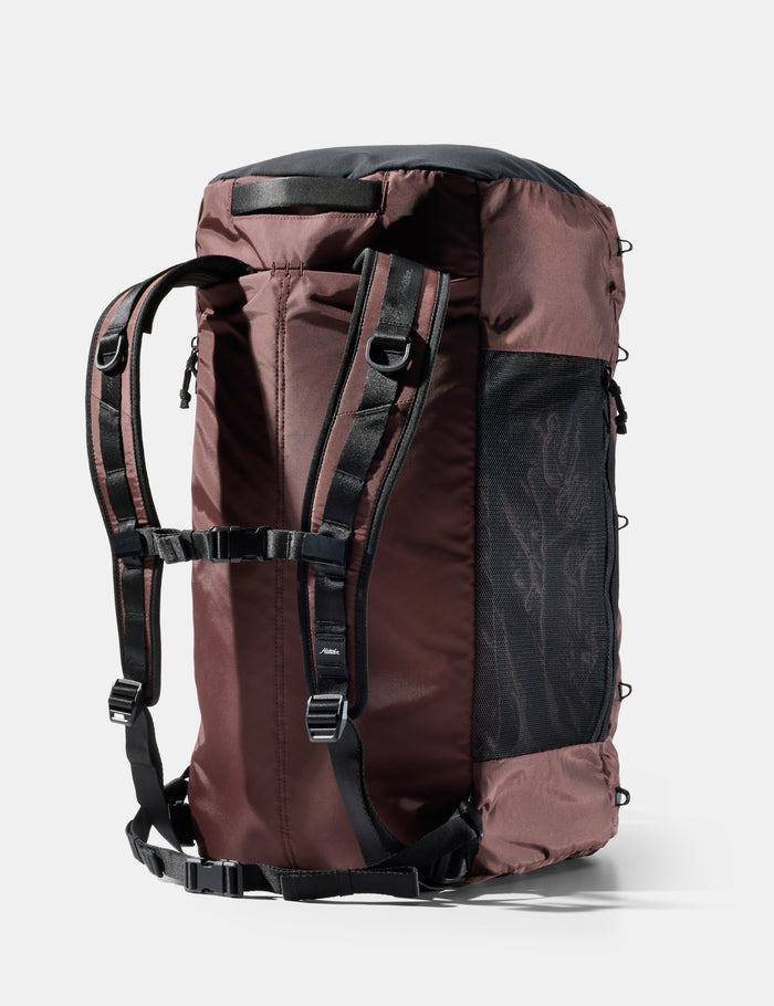 Garnet  backpack with black straps on a white background