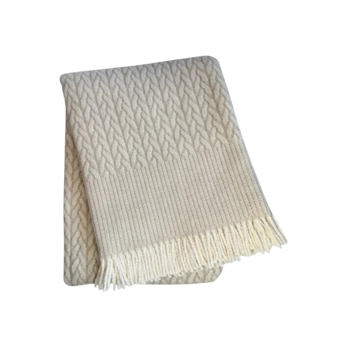 55" X 70" Linen Cotton Blend Woven Plush Throw Blanket with Fringe