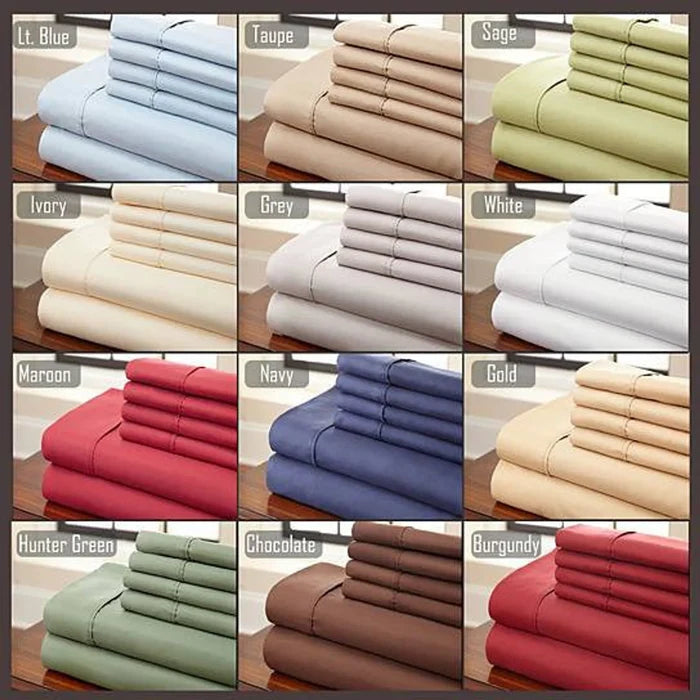 6-Piece Luxury Soft Bamboo Bed Sheet Set in 12 Colors - Pack Of: 1