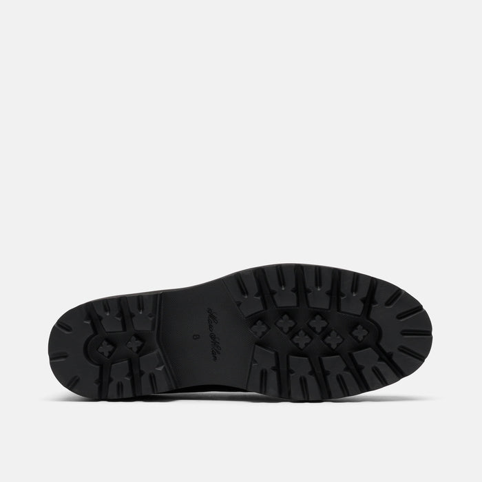 Adler Black Lizard Leather Lug Penny Loafers