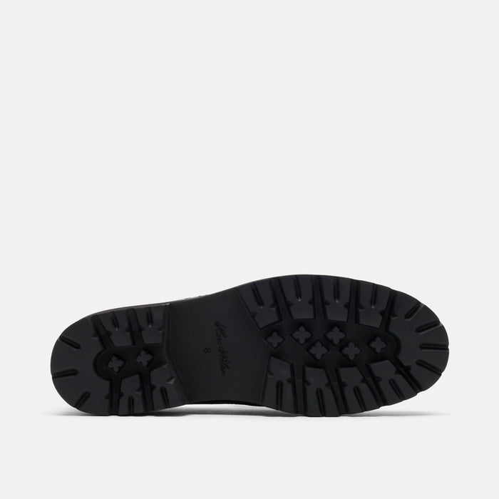 Adler Black Pebble Leather Lug Penny Loafers