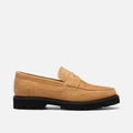Adler Caramel Suede Lug Penny Loafers