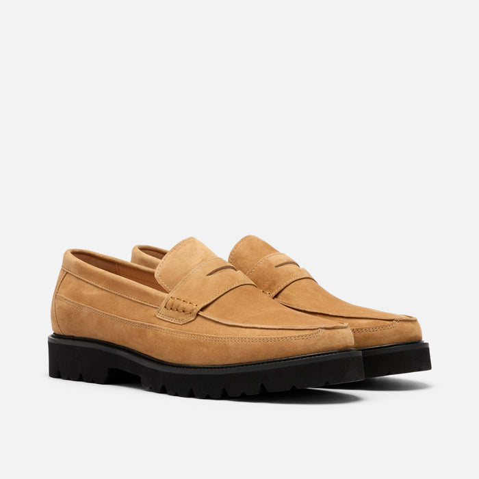 Adler Caramel Suede Lug Penny Loafers