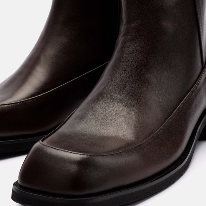 Admiral Brown Distressed Leather Square Toe Side Zip Boots