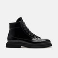 Aiden Black Patent Leather Combat Boots