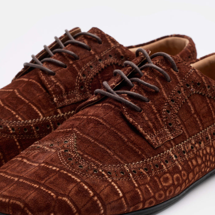 Alexander Brown Croc Suede Ballerina Longwing Sneakers