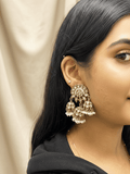 Antique Gold Dangler Earrings With Small Jhumkas.