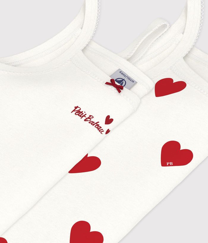 AW25 - A00FQ 00 WHITE RED CAMISOLE FALL WINTER 2024/25 HEARTS T-SHIRTS