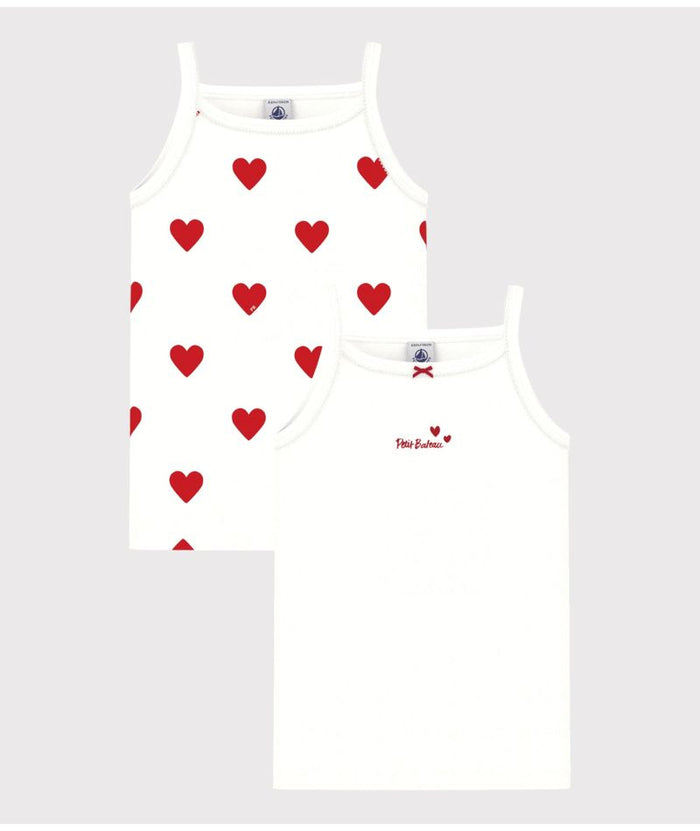 AW25 - A00FQ 00 WHITE RED CAMISOLE FALL WINTER 2025/26 HEARTS T-SHIRTS