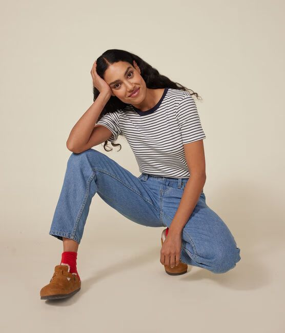 AW25 - A0BOL 04 WHITE NAVY SHORT SLEEVES FALL WINTER 2025/26 ICONIC PERMANENTS STRIPES T-SHIRTS TOPS