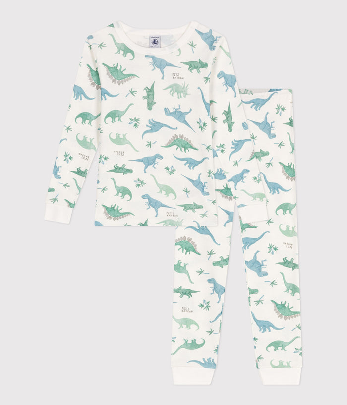 AW25 - A0D6W 02 WHITE DINOSAUR LONG SLEEVES PYJAMAS SPRING SUMMER 2025