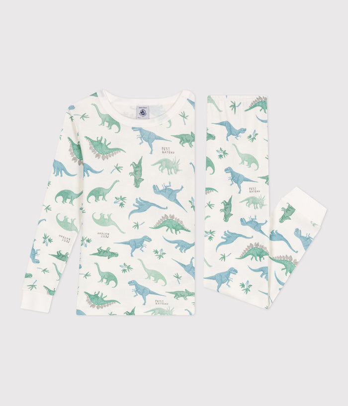AW25 - A0D6W 02 WHITE DINOSAUR LONG SLEEVES PYJAMAS SPRING SUMMER 2025