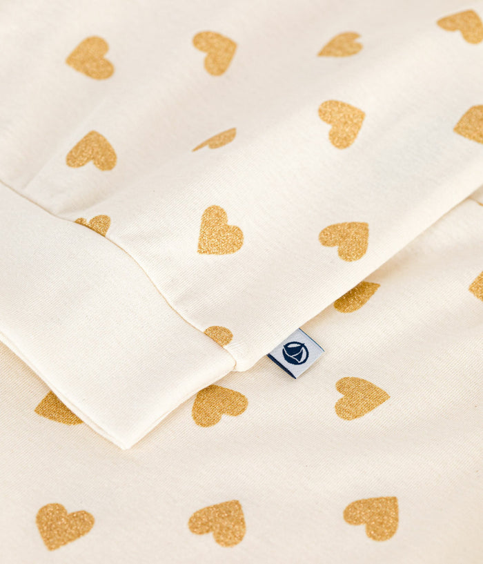 AW25 - A0DV7 01 WHITE GOLD FALL WINTER 2025 HEARTS PAJAMAS WOMEN