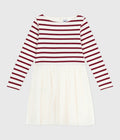 AW25 - A0E73 01 WHITE BURGUNDY DRESSES FALL WINTER 2025/26 LONG SLEEVES STRIPES