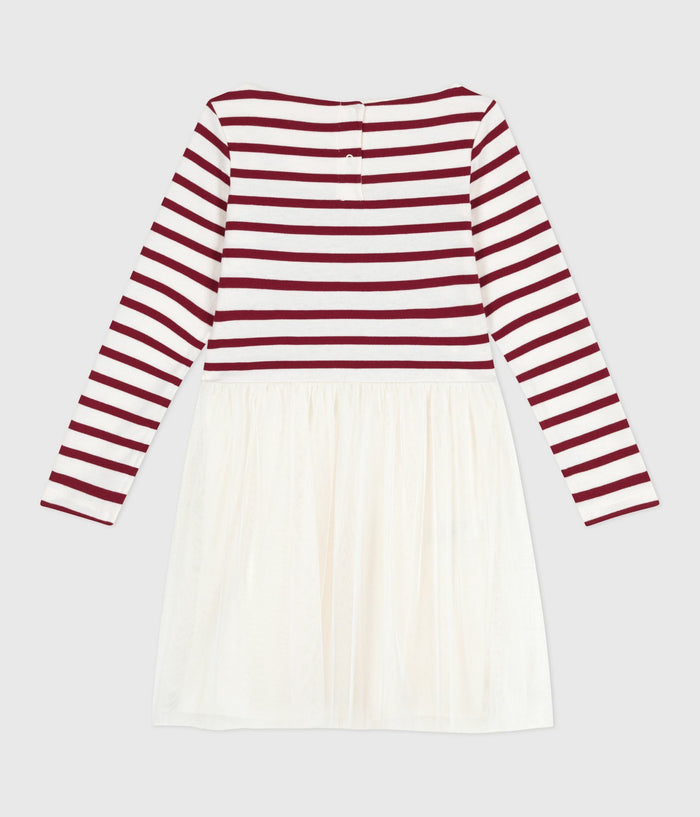AW25 - A0E73 01 WHITE BURGUNDY DRESSES FALL WINTER 2025/26 LONG SLEEVES STRIPES