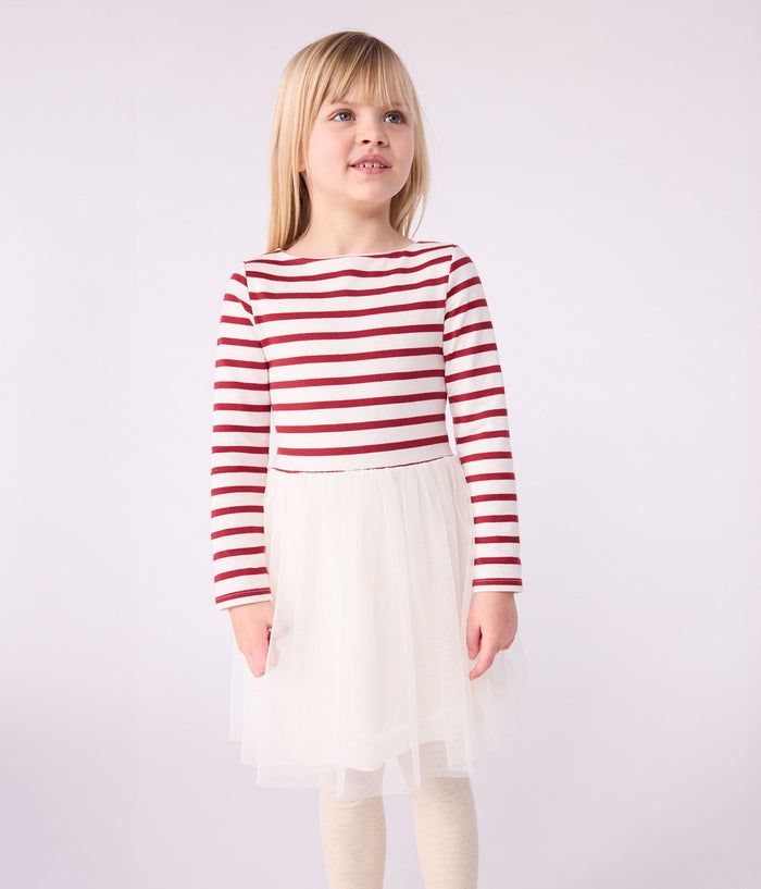 AW25 - A0E73 01 WHITE BURGUNDY DRESSES FALL WINTER 2025/26 LONG SLEEVES STRIPES
