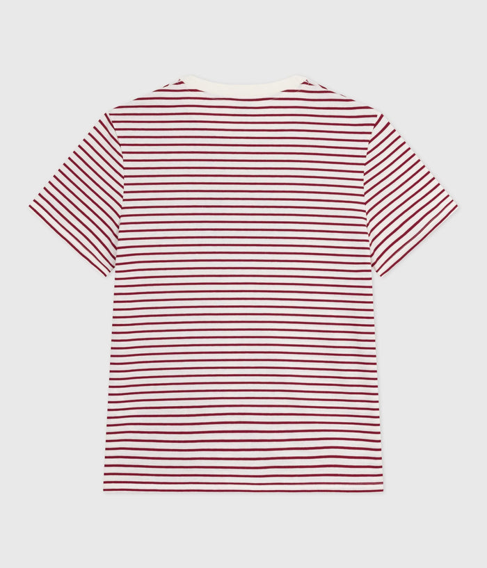 AW25 - A0E7S 01 WHITE BURGUNDY SHORT SLEEVES CREWNECK TEE FALL WINTER 2025/26 SAILOR STRIPES TOPS