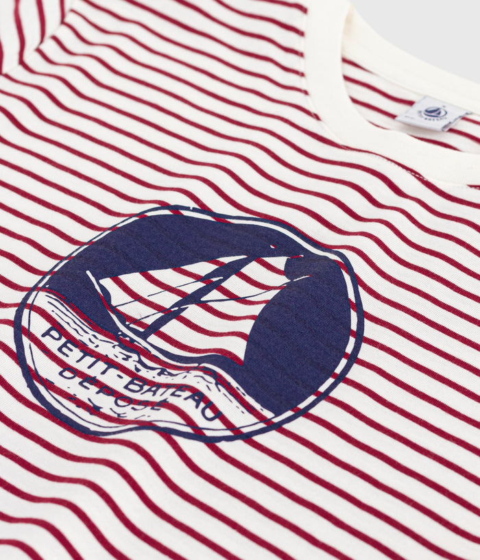 AW25 - A0E7S 01 WHITE BURGUNDY SHORT SLEEVES CREWNECK TEE FALL WINTER 2025/26 SAILOR STRIPES TOPS