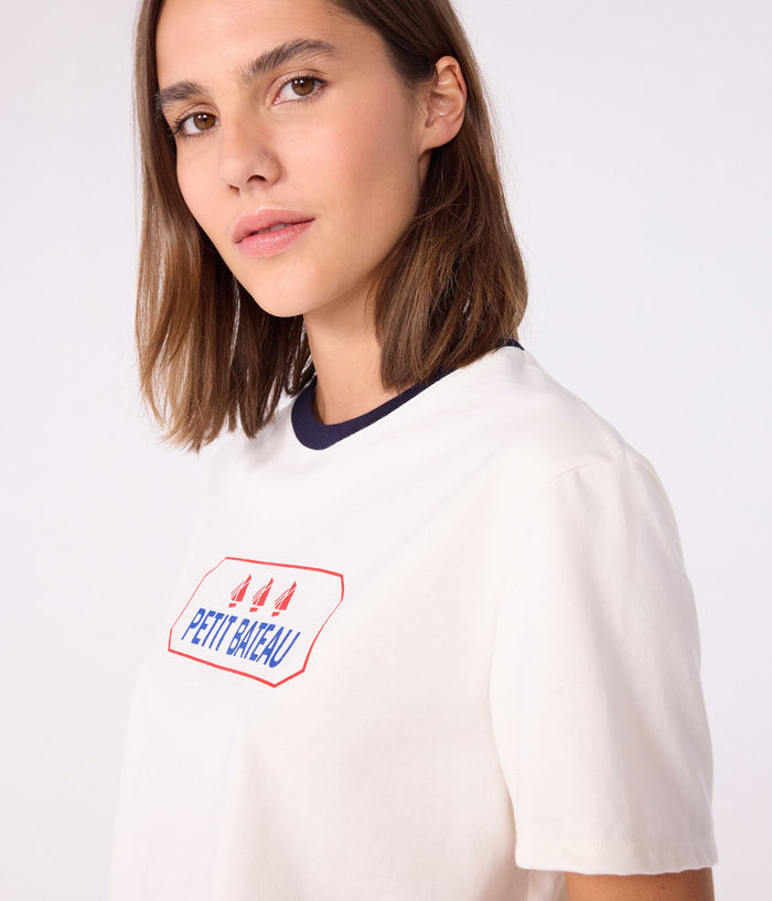 AW25 - A0E7V 02 CREAM NAVY SHORT SLEEVES CREWNECK TEE FALL WINTER 2025/26 TOPS
