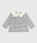 AW25 - A0E9G 01 WHITE NAVY BLOUSES FALL WINTER 2025/26 HEARTS LONG SLEEVES STRIPES TOP