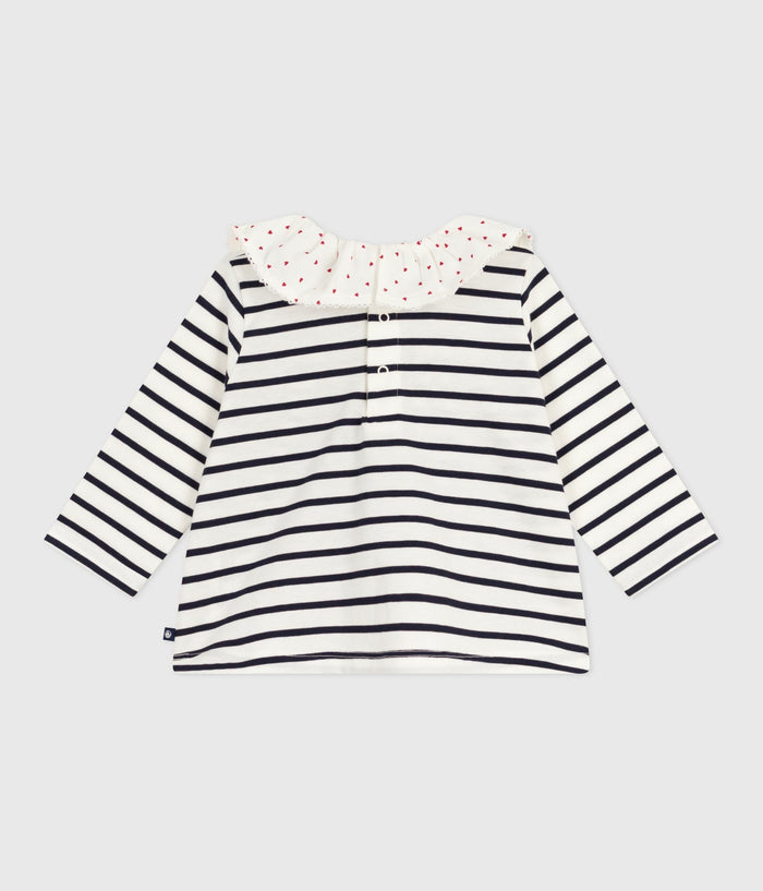 AW25 - A0E9G 01 WHITE NAVY BLOUSES FALL WINTER 2025/26 HEARTS LONG SLEEVES STRIPES TOP