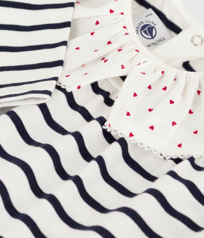 AW25 - A0E9G 01 WHITE NAVY BLOUSES FALL WINTER 2025/26 HEARTS LONG SLEEVES STRIPES TOP