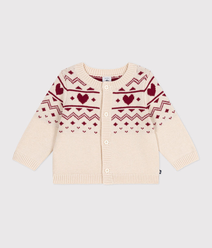 AW25 - A0EBI 01 CREAM RED CARDIGAN FALL WINTER 2025/26 HEARTS LONG SLEEVES SWEATER TOPS