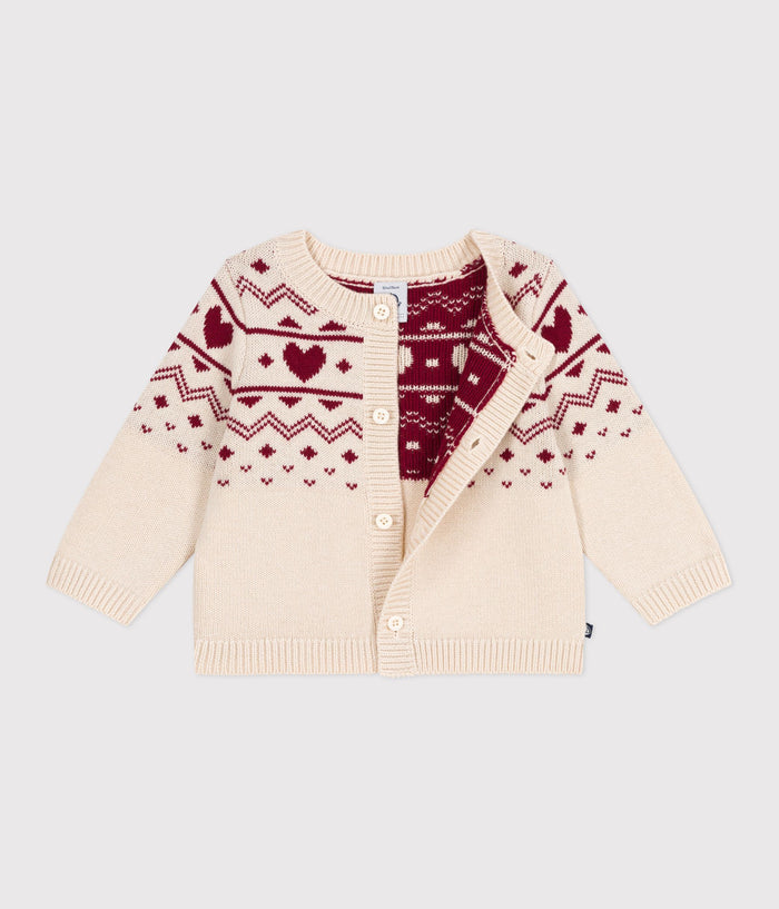 AW25 - A0EBI 01 CREAM RED CARDIGAN FALL WINTER 2025/26 HEARTS LONG SLEEVES SWEATER TOPS