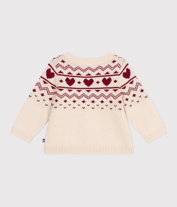 AW25 - A0EBI 01 CREAM RED CARDIGAN FALL WINTER 2025/26 HEARTS LONG SLEEVES SWEATER TOPS