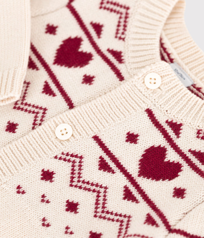 AW25 - A0EBI 01 CREAM RED CARDIGAN FALL WINTER 2025/26 HEARTS LONG SLEEVES SWEATER TOPS