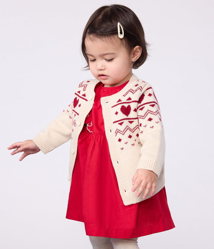AW25 - A0EBI 01 CREAM RED CARDIGAN FALL WINTER 2025/26 HEARTS LONG SLEEVES SWEATER TOPS