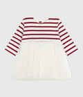 AW25 - A0EBV 01 WHITE BURGUNDY DRESSES FALL WINTER 2025/26 LONG SLEEVES STRIPES